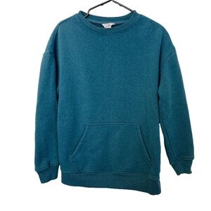 Danskin Sweatshirt Teal Fleece Pocket Large
